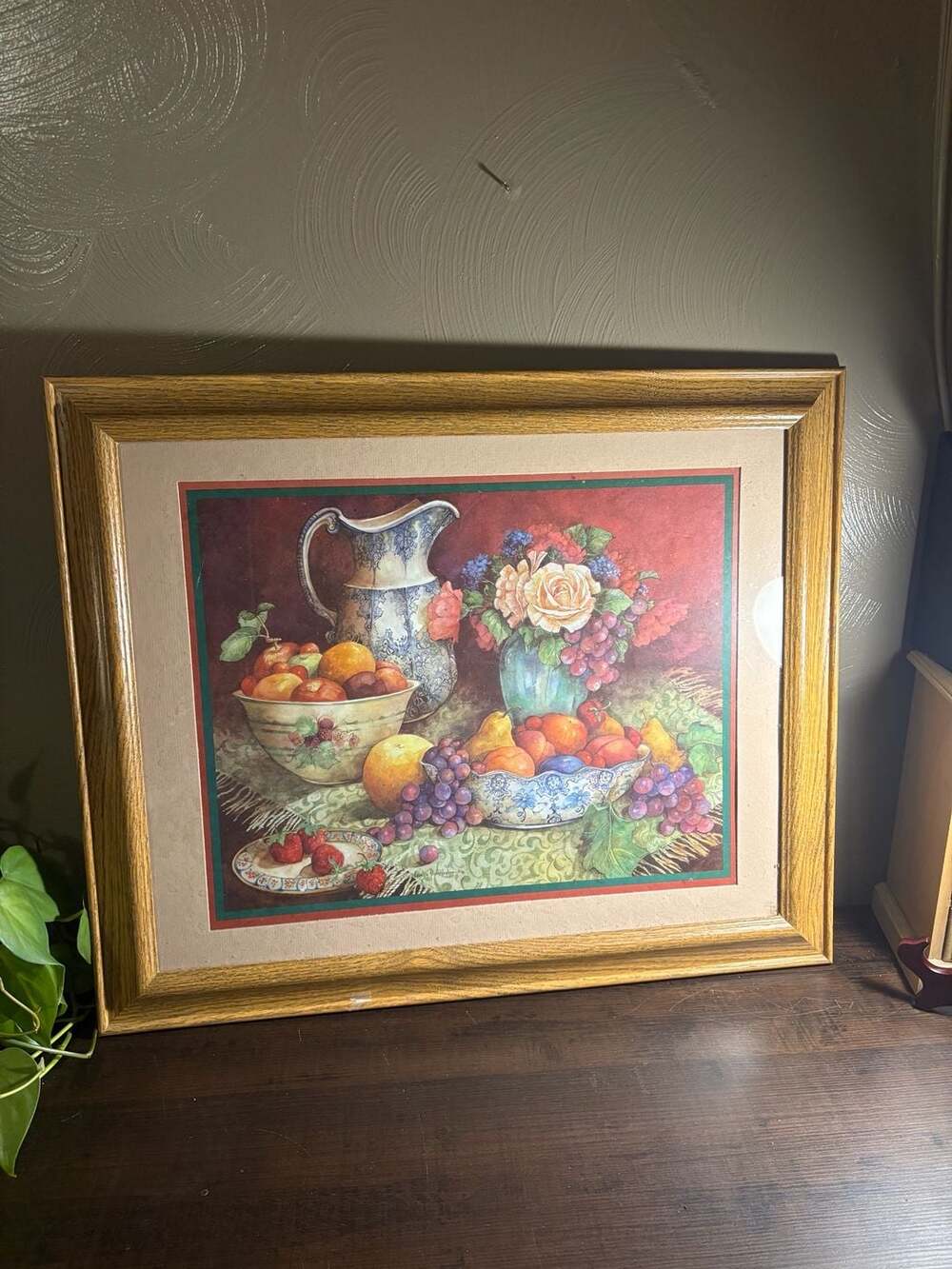 Vintage Framed Carolyn Wright Fruit Still Life Print Home Interiors